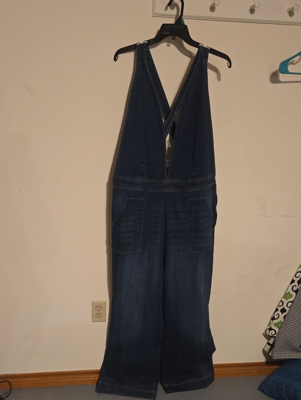 Dollhouse Dark Blue Denim Wide-Leg Overalls